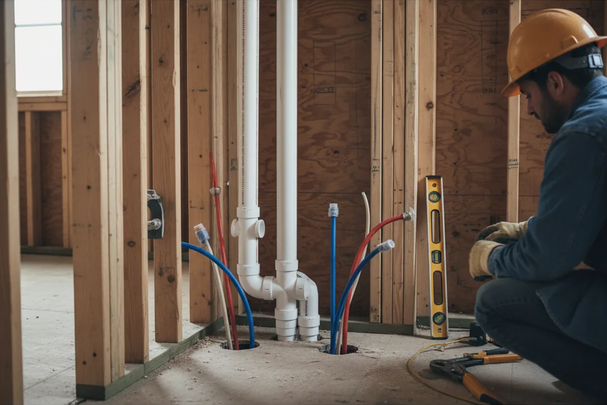 Drain and supply rough-in during Toilet Repair and Installation in Eglin Afb