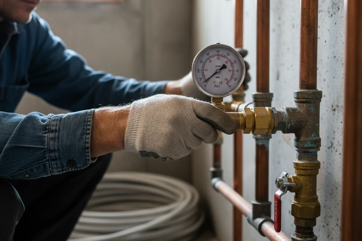 Pressure testing a repaired line during Water Line Repair in Eglin Afb